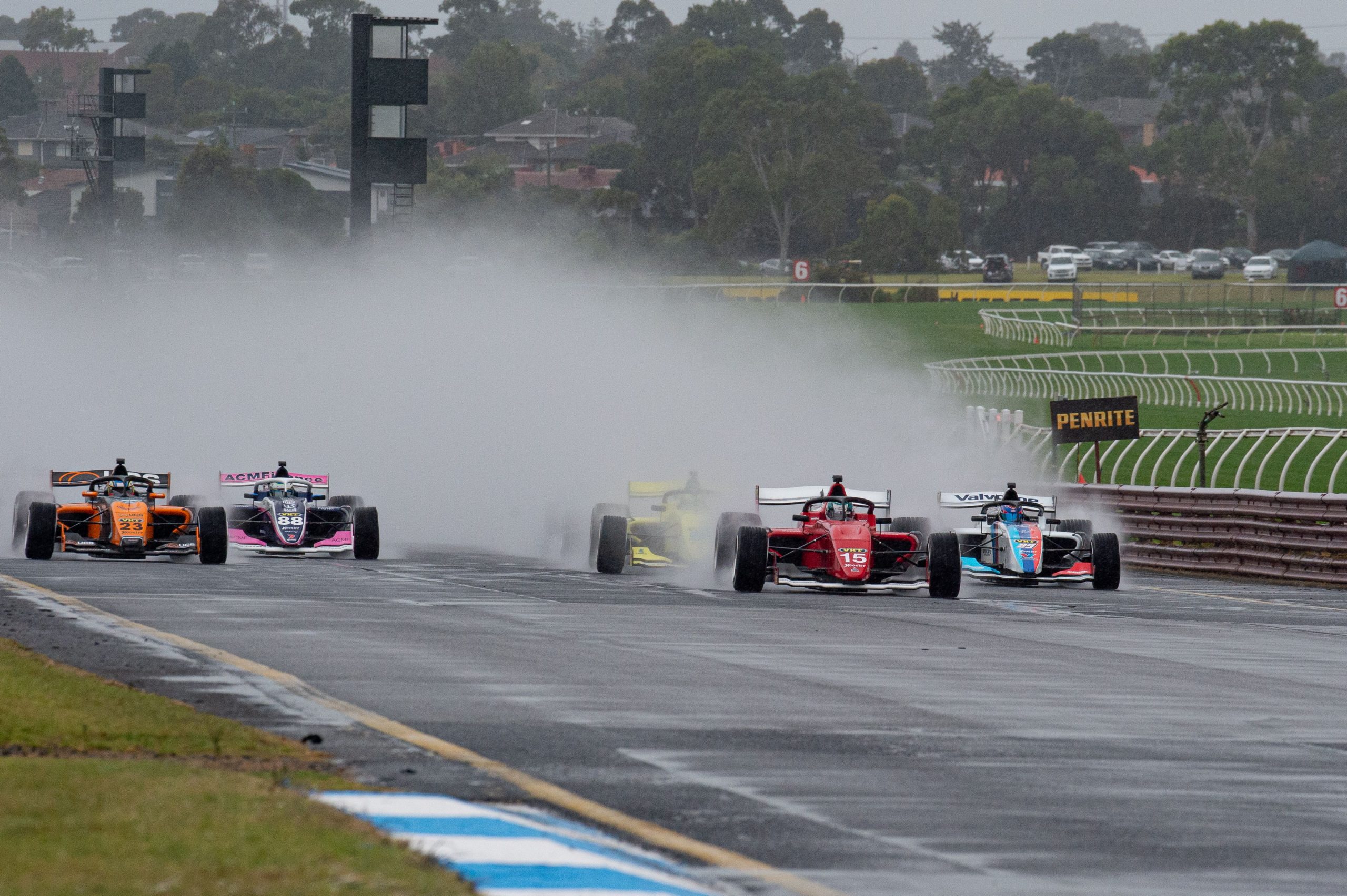 Very wet conditions for Heat 2 at Sandown